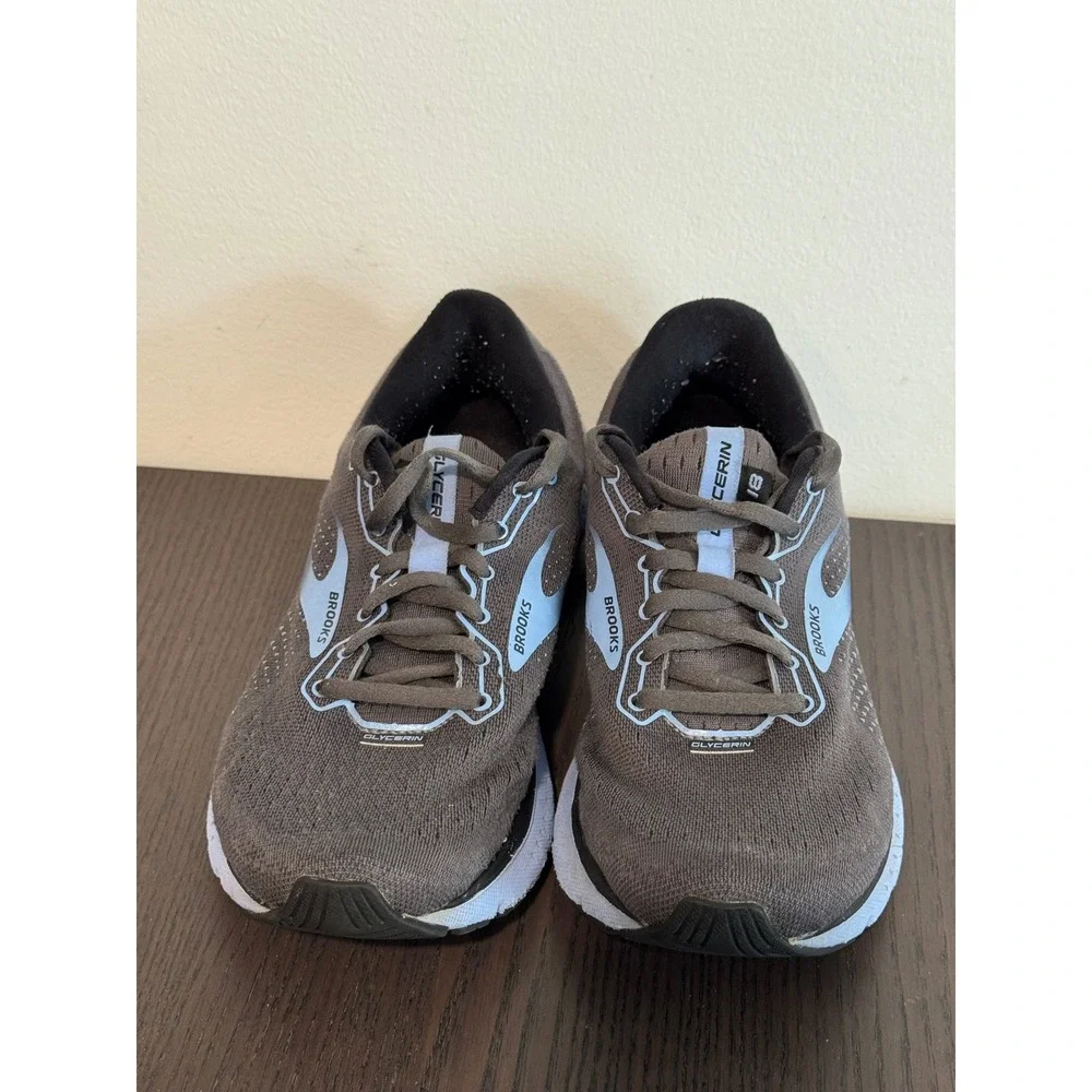 Brooks Glycerin 18 Women Size 8.5 Grey Blue Cushioned Road Running Shoes